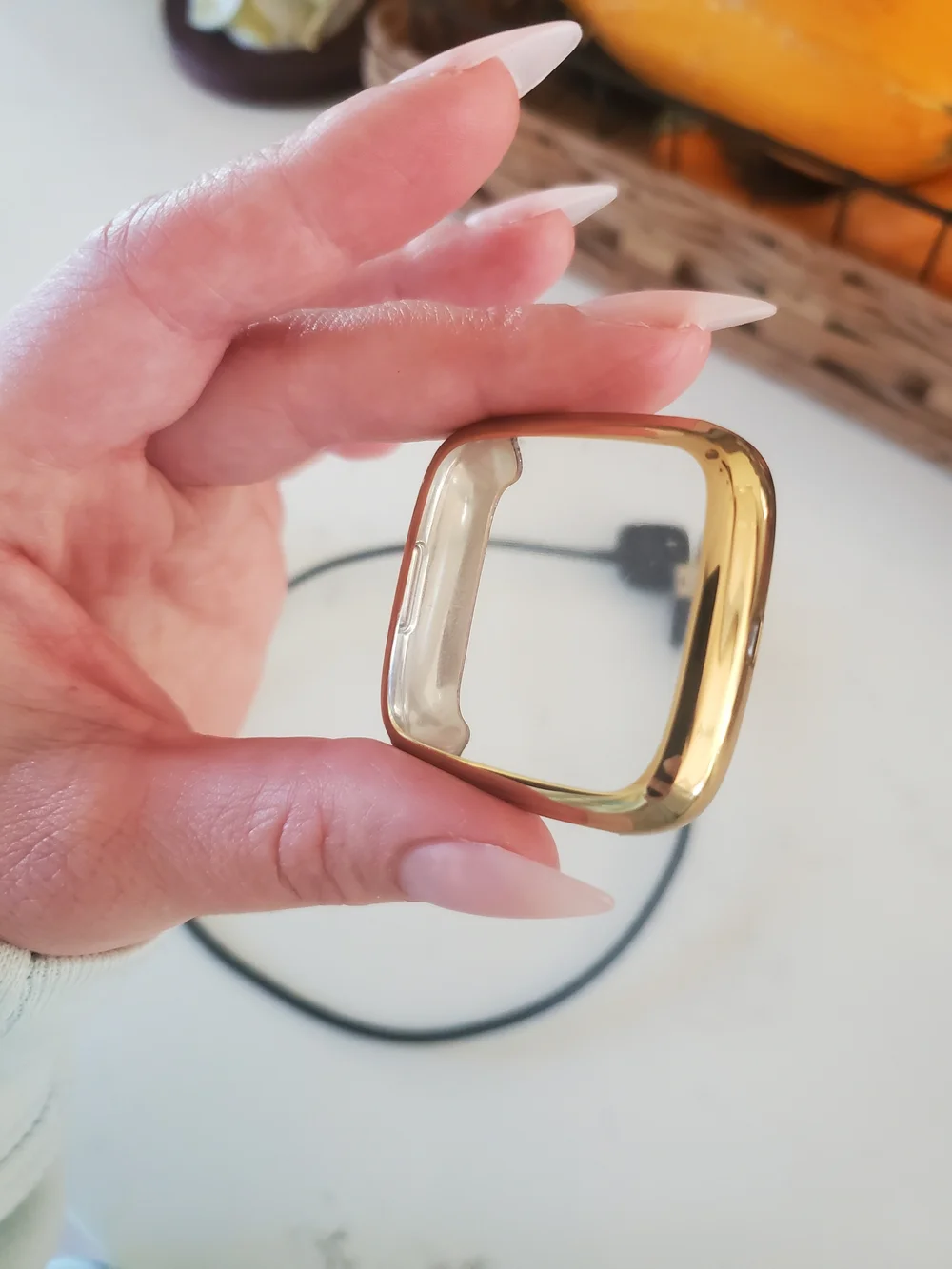Fitbit Sense 2 smartwatch With Charger And Gold Screen Protector.